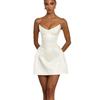 Womens Satin A-Line Mini Dress With Corset Bodice Adjustable Straps High Waist Off-Shoulder Design Party Or Date
