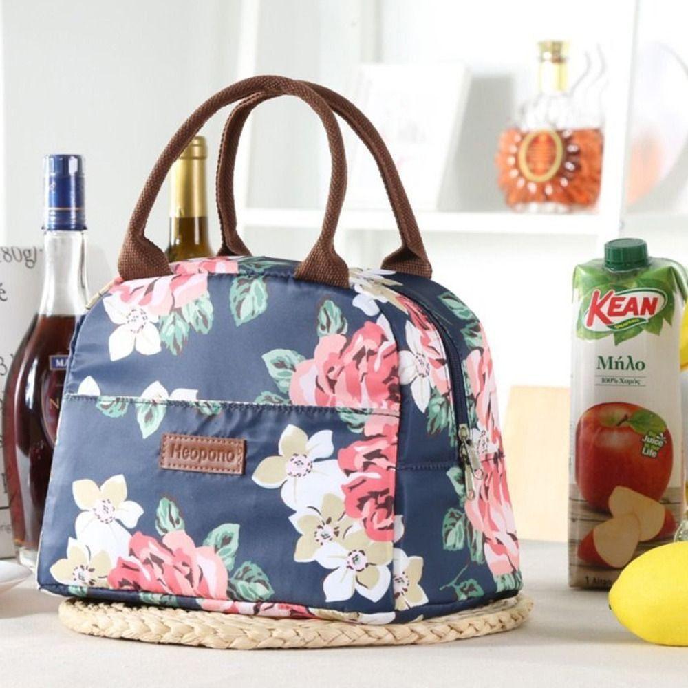 Thermal Insulated Picnic Bags Handbag Flower Color Insulated Lunch Bag Outdoor Storage   Workers