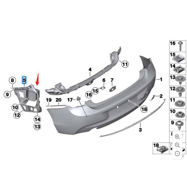 BMW 1 Series F20 Rear Bumper Positioning Brackets (Left & Right) 51127240955 51127240956