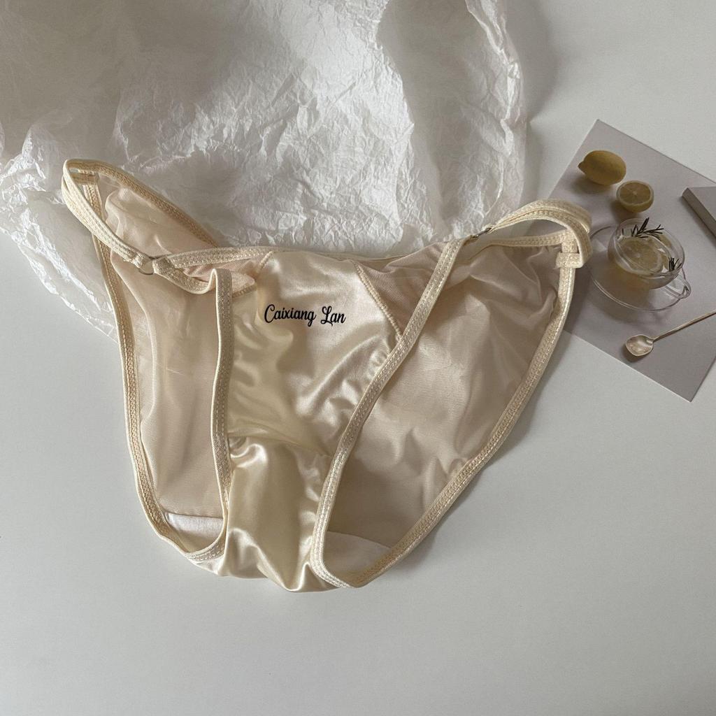 Danish Moonlight: Women's Sexy Thin Strap High Slit Silk Low Waist Seamless Panties