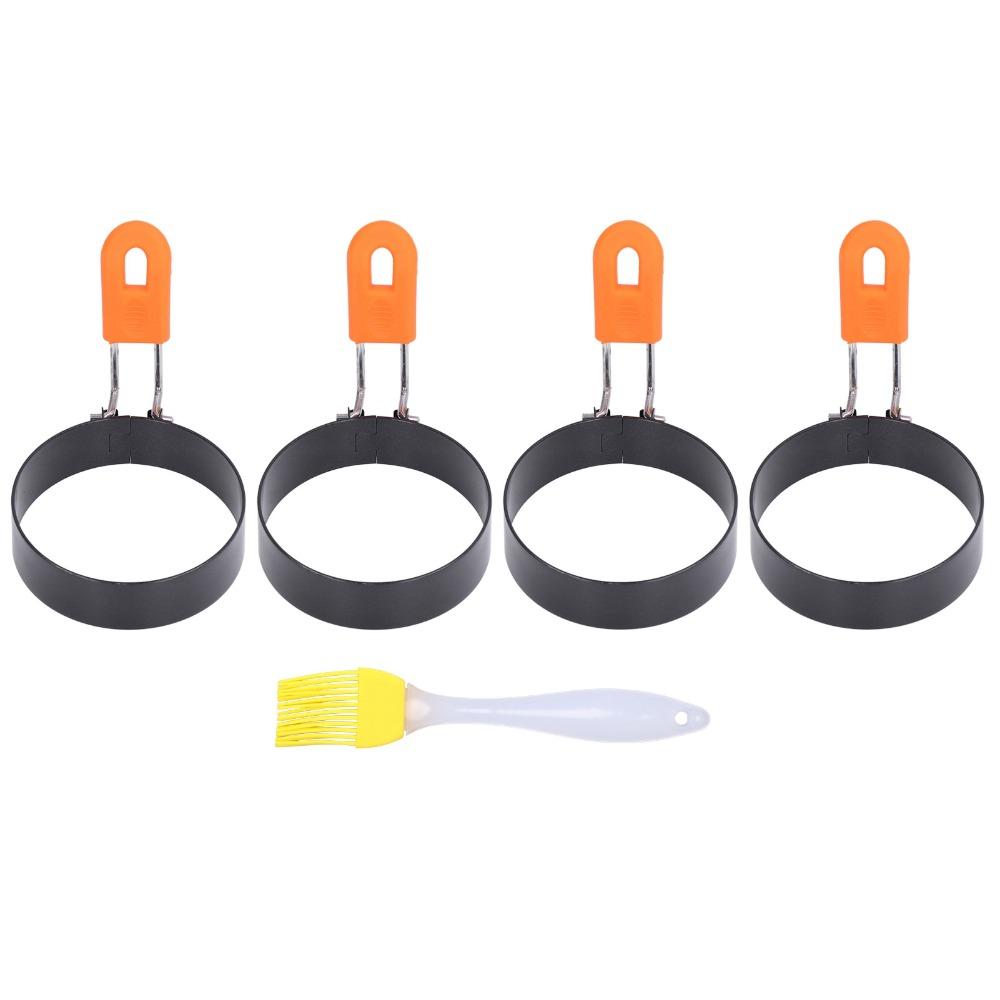 4 PCS Black Orange Egg Ring Non-Stick Egg Patty Maker Convenient Egg Cooker  Indoor Cooking