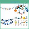Themed Outer Space Spaceman Rocket Birthday Party Decor Set Banner Cake Topper