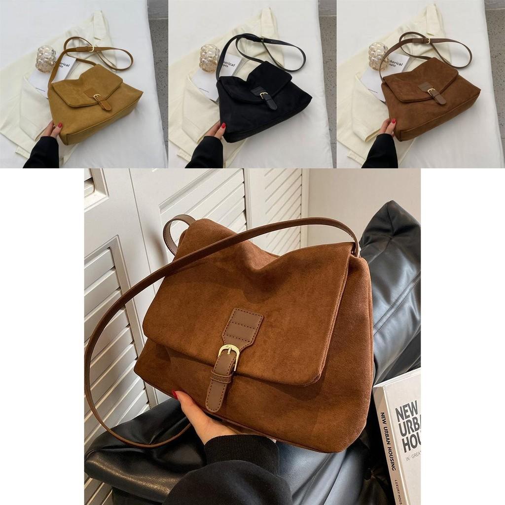 Stylish Vintage Flannel Shoulder Bag For Women High-end Versatile Commuter Bag