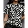 2026 Spring/Summer New Digital Print Zebra Pattern Short-Sleeve Sports Shirt for Women by Egg Tart