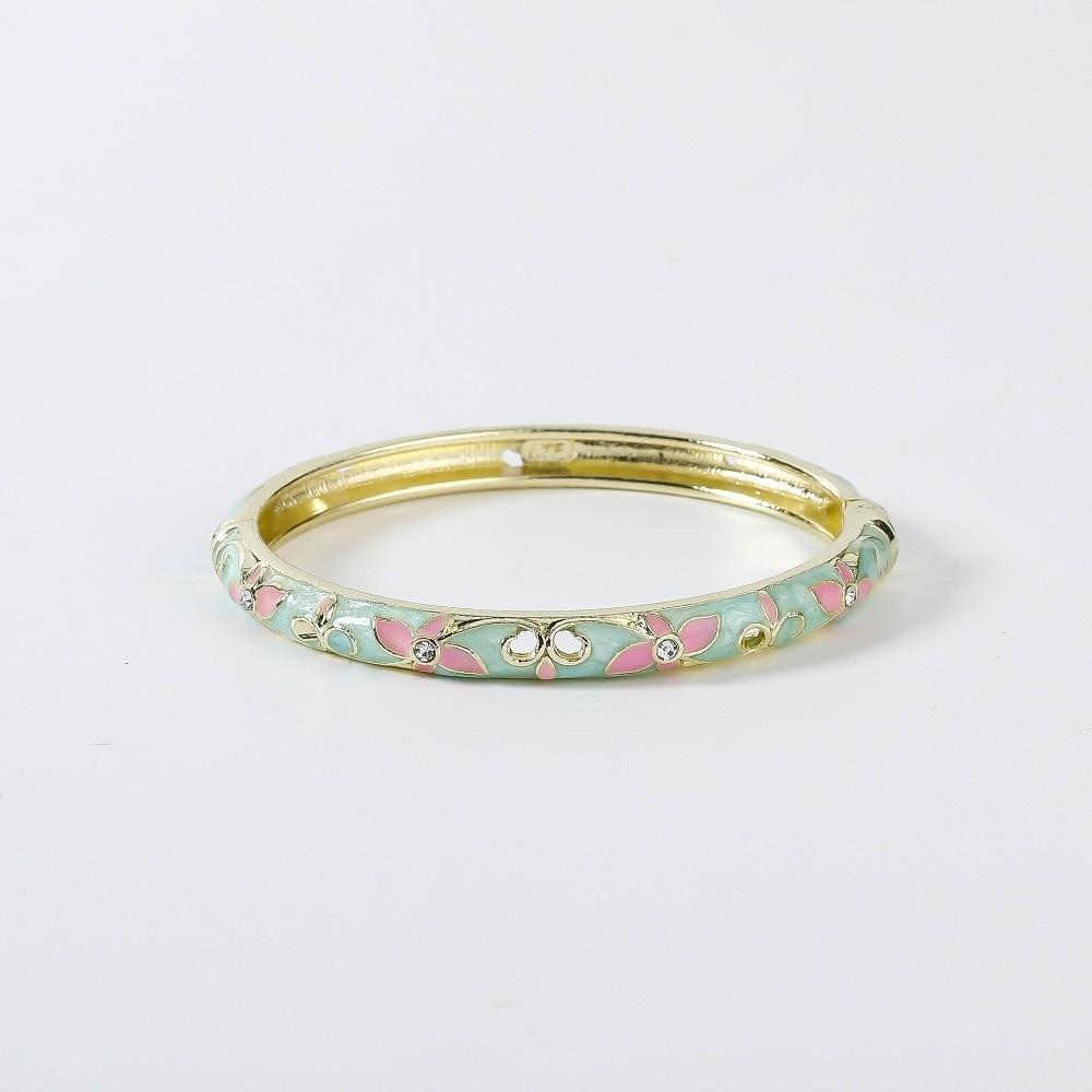 Floral Chinese Flower Bangle Traditional Women s Hand Bracelet Vintage Cloisonne Bangle Ladies