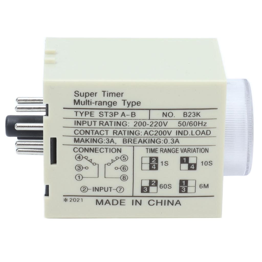 BERM Time Relay Adjustable Power On Timer Delay Accessory Replacement Part ST3PAB(AC220V )