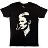 David Bowie 100% Baumwolle T-Shirt Herren T-Shirts Oberteil Rauch Seitenprofil neu Offiziell Herren Schwarz