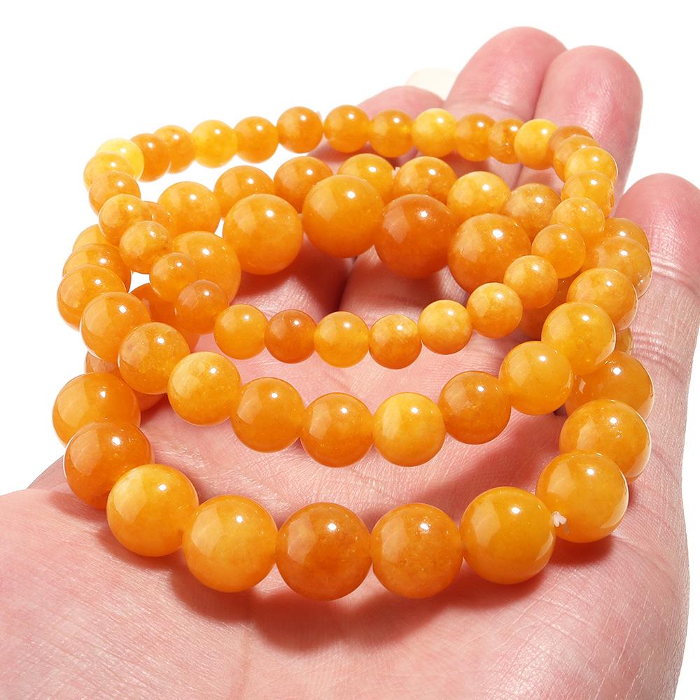 Amber Color Bead Elastic Bracelet - Skin-Brightening Retro Design