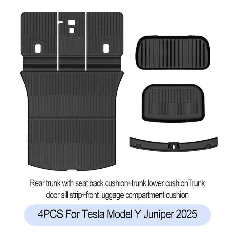 For Tesla New Model Y Juniper Premium/Performance 2025+ TPE Floor Mats Luggage Mat Wear-resistant Foot Pads ModelY Trunk Mats
