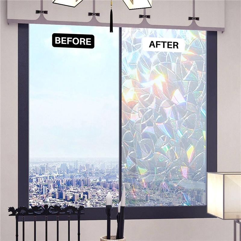 Good-3D Window Film Rainbow Reflective Decorative Privacy Static Clings Glass Sticker