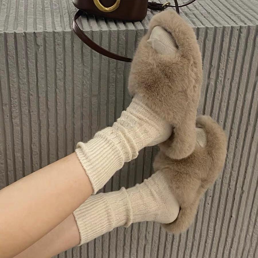 

Lazy Atmosphere Grey Socks Medium Tube Socks Wool Socks Thickened Warm Retro Korean Stacking Socks One size fits all брудно-білий