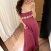 Pink Lace-Trim Cap Sleeve Maxi Dress, Yi Mengling Style, In Stock