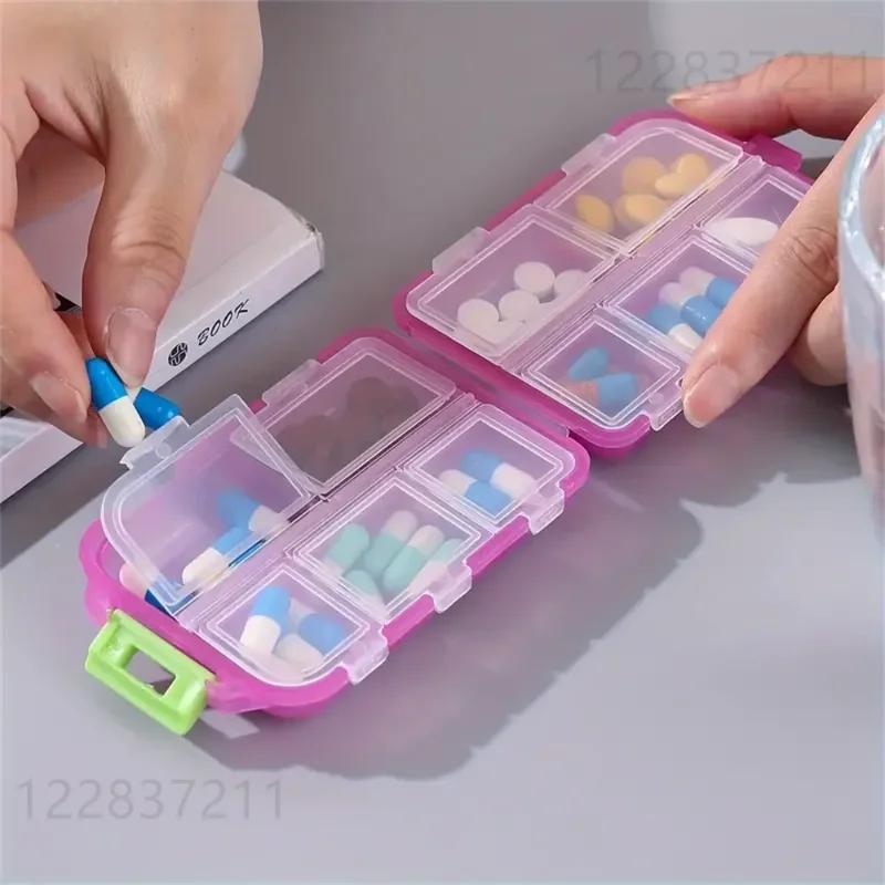 Taschen-Tragbare Pillenaufbewahrungsbox 10 Fächer Reise-Pillen-Organizer-Etui Täglicher Pillenbehälter Organizer Spender Aufbewahrung