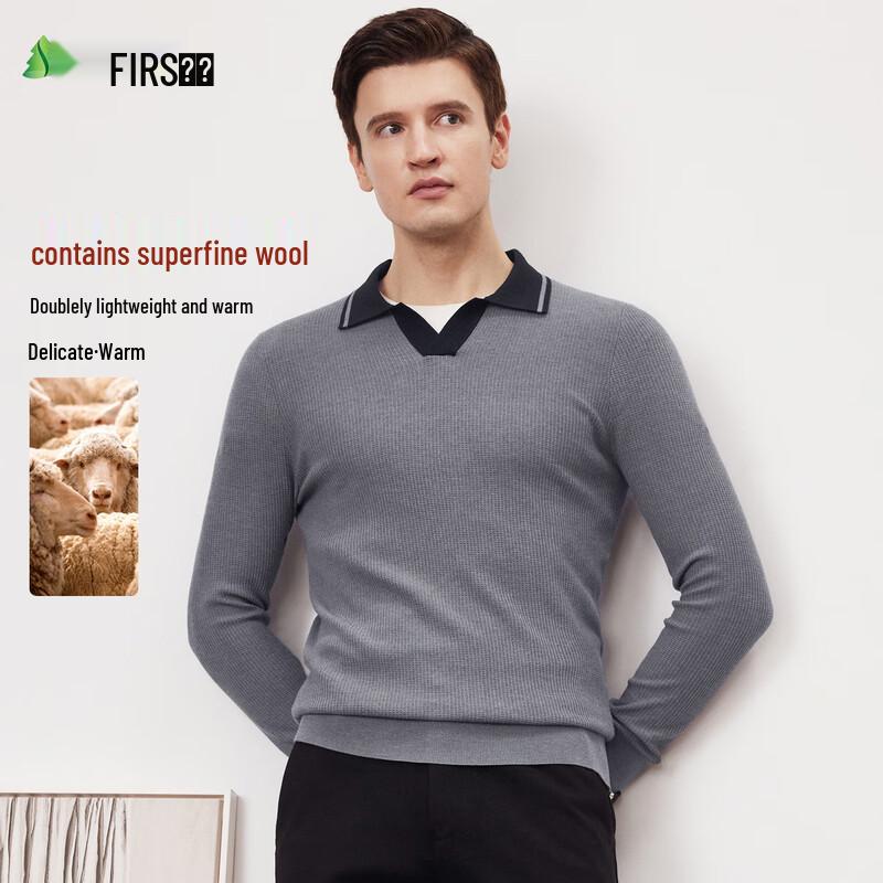 

FIRS Men s Wool Blend Colorblock Pullover Sweater 2XL