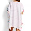 Women Tassel Dress Summer V Neck Ladies Blouse Shirt Swimming Tops Striped Bikini Cover Up