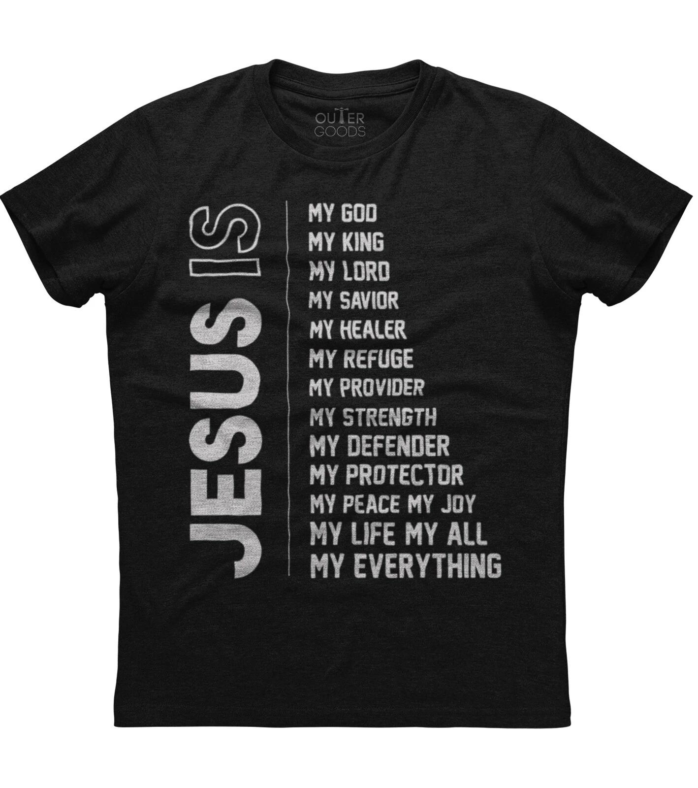 Jesus Is My God Mens Short Sleeve Christian Religious New Cotton Black T-shirt XL