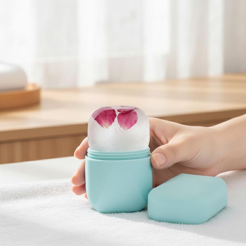 Reusable Facial Ice Roller Silicone Massage Tool Skin Soothing Puffiness Relief for Morning Routine