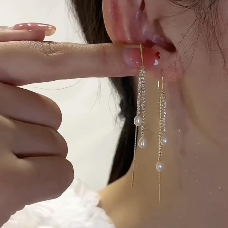 S925 Silver Pearl Tassel Earrings - 2023 Trendy Elegant Celebrity Style