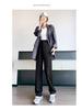 Black Women's High-Waist Wide-Leg Suit Pants - Spring 2025 Design, Casual Floor-Length Trousers