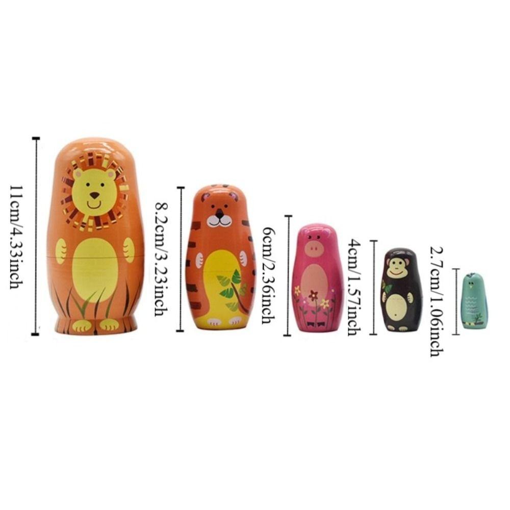 Animals Pattern Matryoshka Doll Toys Handmade Stacking Dolls Home Decor Nesting Dolls  Decor Crafts