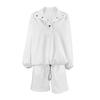 European and American Women Set White Sports and Leisure Two-piece Set Contrast Color Outdoor Long Sleeve Shorts Set Spring and Summer New