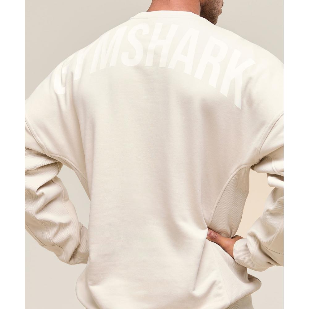 Gymshark Power Crew Ovesná bílá A2c9g Wc1v