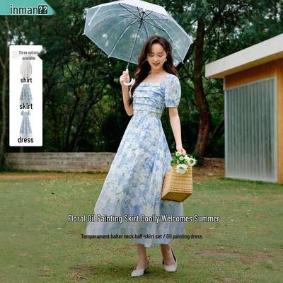 Inman Women's Floral Puff Sleeve A-Line Midi Dress