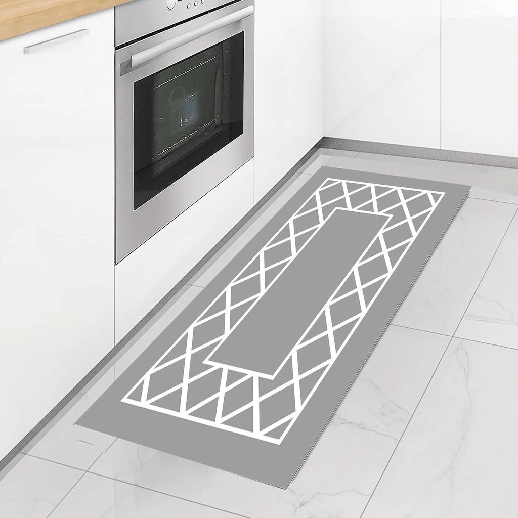 Anti Fatigue Kitchen Rugs, Waterproof Grey and White Non-Slip Thick Cushioned Kitchen Mat Heavy Duty Comfort Standing Mat for Kitchen