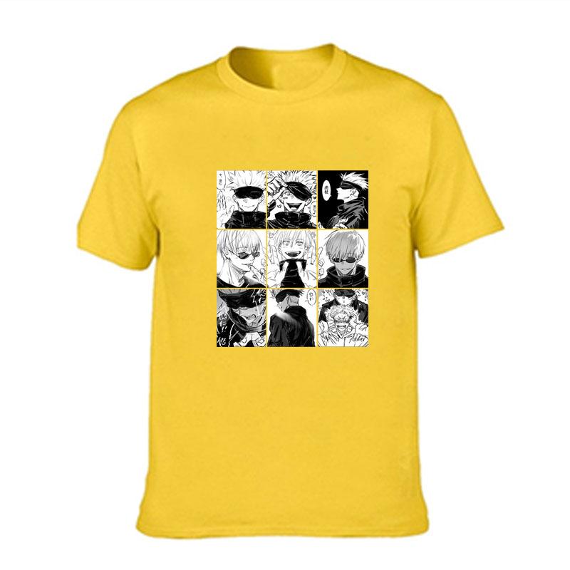 Unisex Japanese Anime Jujutsu Kaisen T-shirt Ulzzang Fun Cartoon Gojo Satoru&Yuji Itadori Print Loose Chic Harajuku Punk Women T-shirt