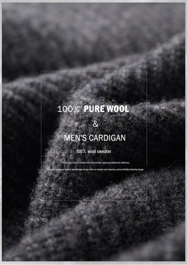 Men's Pure Wool Zipper Cardigan - Autumn/Winter, Thickened Knitwear with Shirt Collar