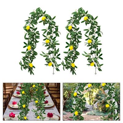 Simulation Lemon Rattan Encrypted Greenery Wall Hanging Vine Table Decoration
