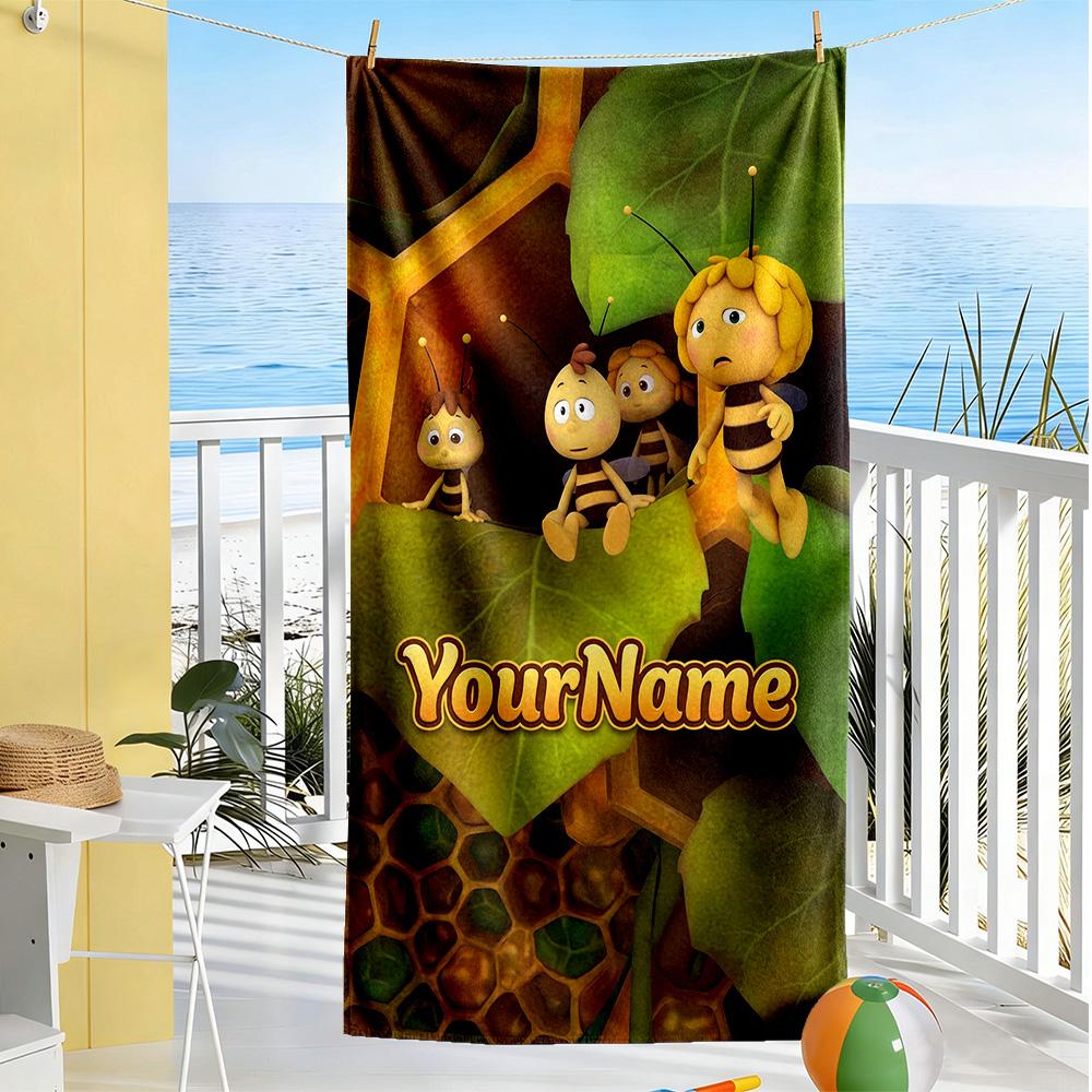 Biene Maja Customizable Name Beach Towel Super Soft & Absorbent Portable for SwimmingBeachCamping Travel Beach AccessoriesGym