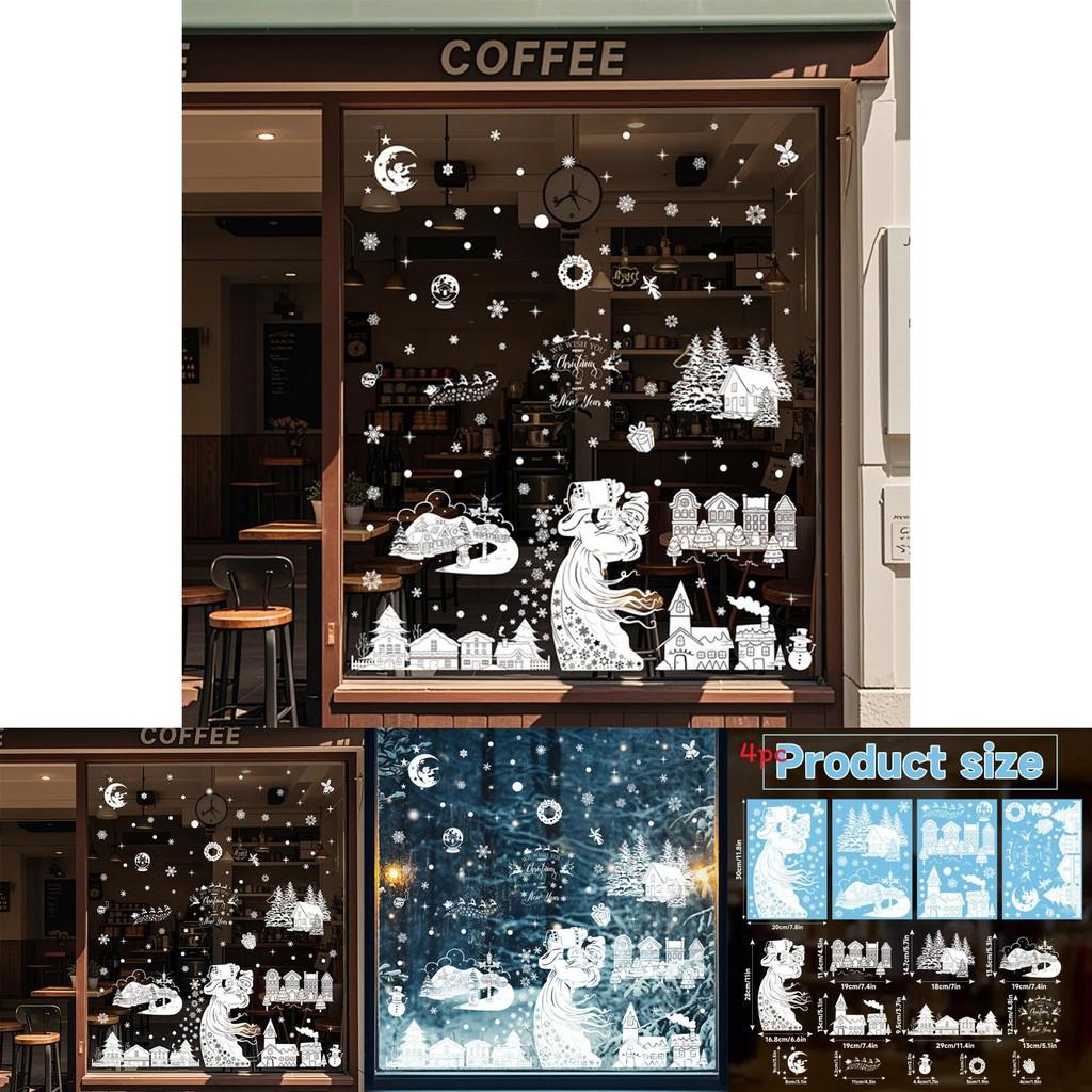 Christmas Holiday Pvc Stickers With Snowman Snow House Santa For Festive Decor