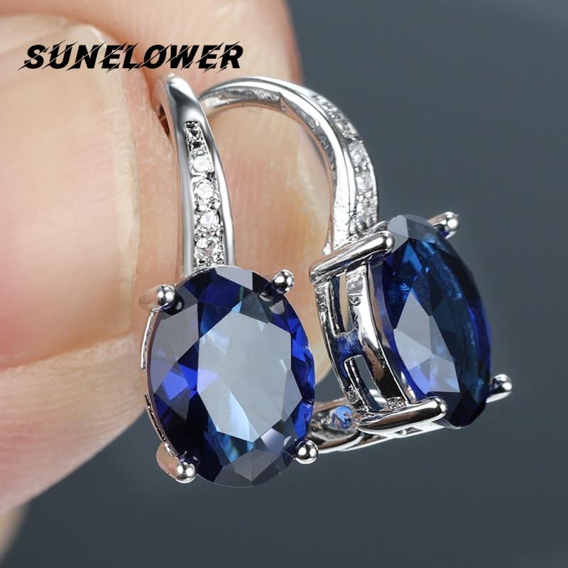 

Простой дизайн, свадебные серьги-капли для помолвки, белые/синие/зеленые овальные серьги с фианитом, вневременной стиль, ювелирные изделия вечности для женщин