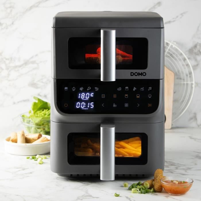 Friteuse sans huile - DOMO - Airfryer DO550FR - Double cuve 3.5 L + 6,5 L - 10 programmes - 2500 W
