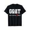 Men's GOAT God Over All Things Christian Faith T Shirt Retro Graphic Tee Cross Design & Bold Lettering Comfortable Casual