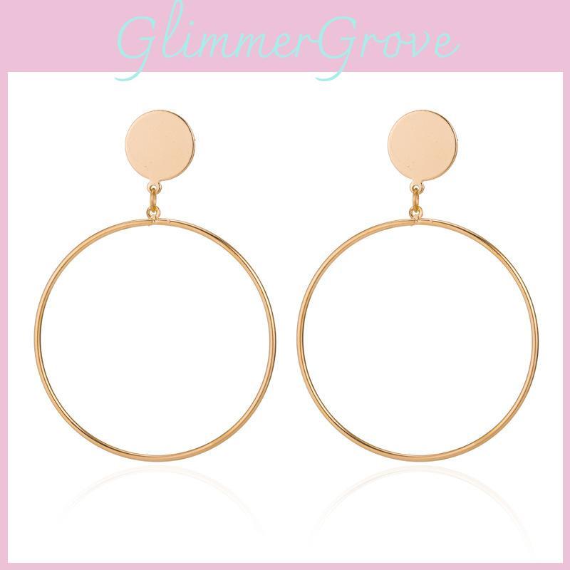 Fashionable Alloy Hoop Earrings For Women Trendy Geometric Statement Jewelry