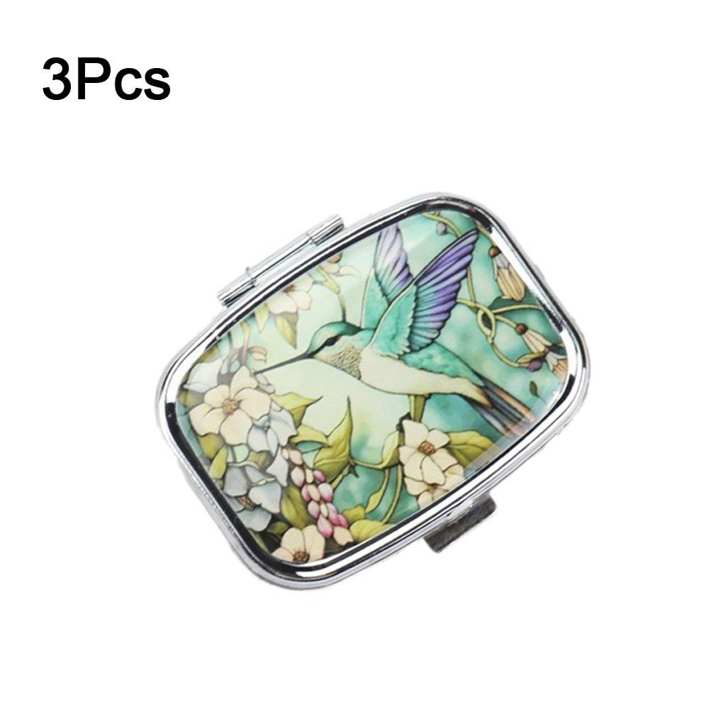 3Pcs Divided Travel Medicine Case Lovely Colored Small Pill Container  Cabinet