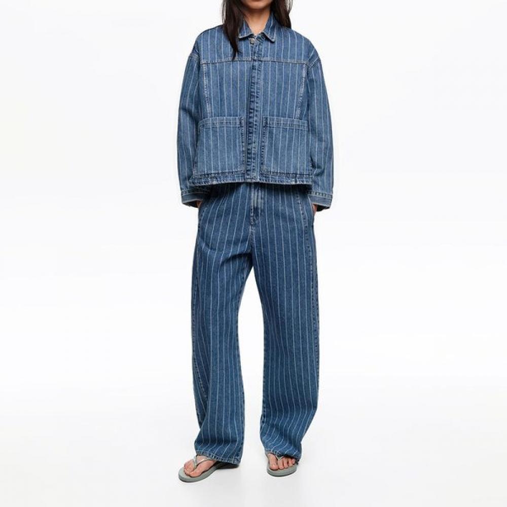 

Bimba Y Lola Barrel Fit Stripe Denim Pants Blue B265awn007bla Blue/36