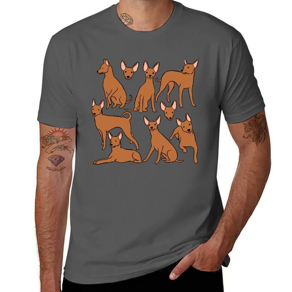Red Miniature Pinscher cute illustration pattern TShirt Summer Print Short Sleeve Tee