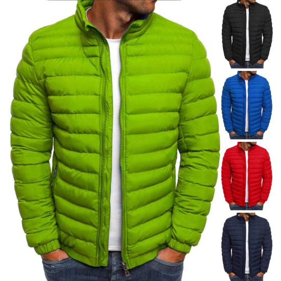 Men Stand Collar Puffer Jacket Thickened Down Jacket Lightweight Leisure Warm Winter Coat