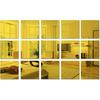 15 Pieces 6in Square Acrylic Mirror Sticker Sheet, Self Adhesive Golden Mirror Wall Decor, Removable Wall Stickers for Bathroom Living Room Bedroom