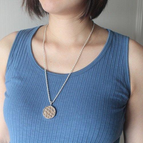 [World Accessories Carmelo] Flower of Life Divine Geometry Flower of Life Gibeon Meteorite Pendant Sterling Silver 925 Gold