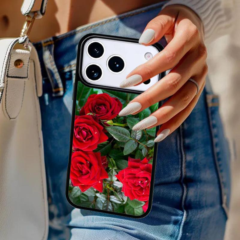 Bright Red Roses Flowers Phone Case For iPhone 17 Air 14 15 13 12 Max Cover For Apple 14 15 16 16e 11 Pro Max Plus Coque