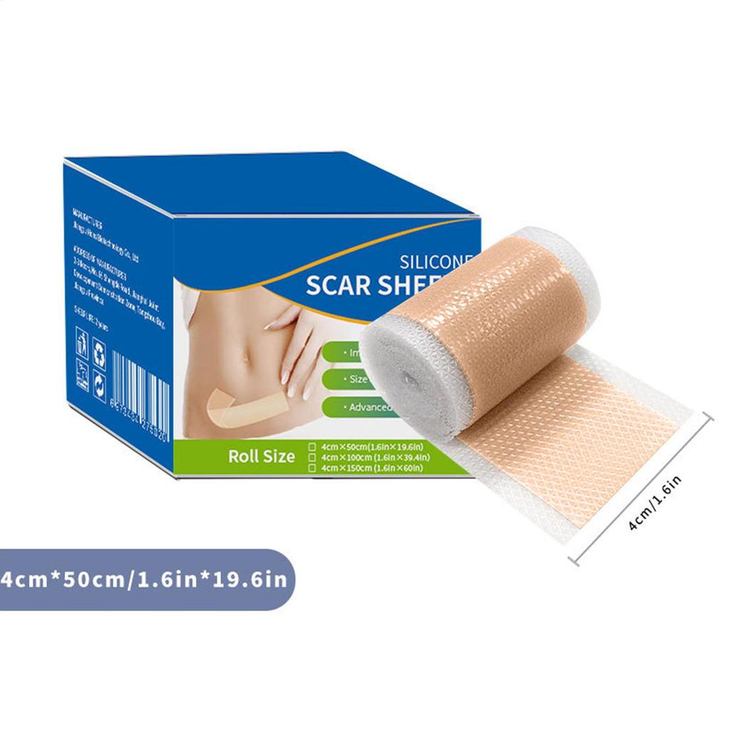 4cmx50cm Silicone Scar Sheet Painless Scar Repair Tape Removal Strip for C-Section Keloid Surgerys Burn Acne Roll Effective Scar