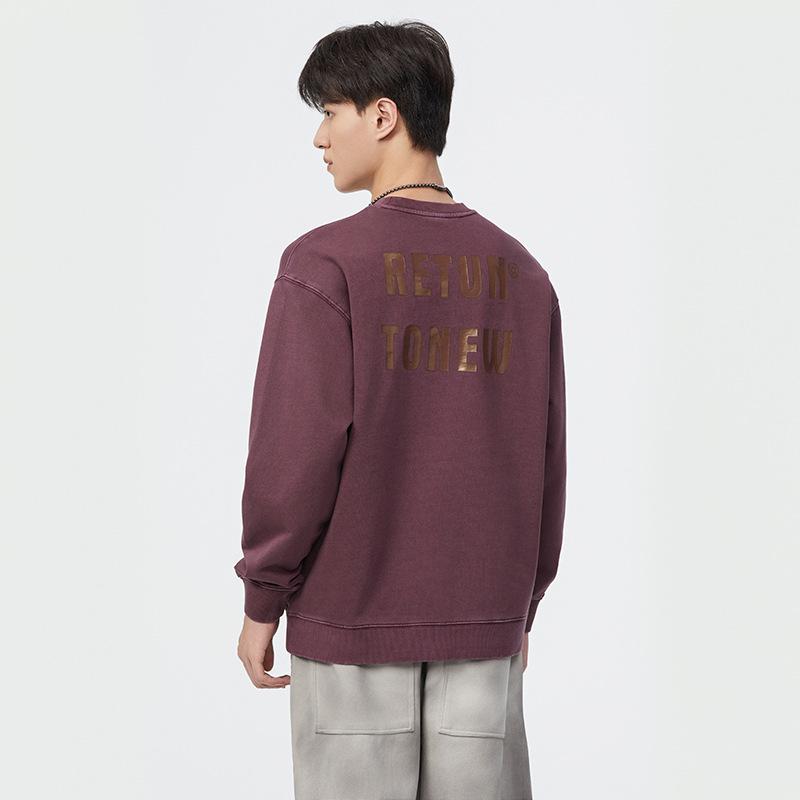 380G Осень-зима Американский ретро свитер с круглым вырезом мужской свободный большой — фото 5