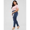 Mid Waist Women's Skinny Distressed Jeans Casual Ripped Destroyed Pocket Breathable Stretch Denim Hole 2XL Ladies' Pencil Pants