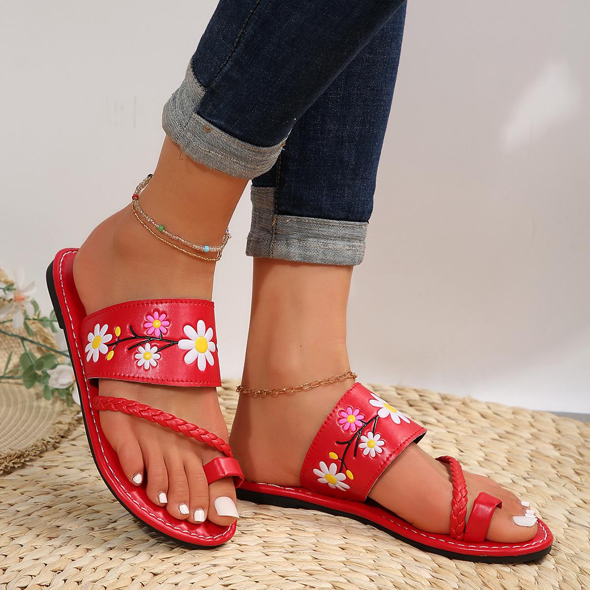 

Summer Transparent Sandals Flower One-Bottom Women s Slippers 43 yards 305g червоний
