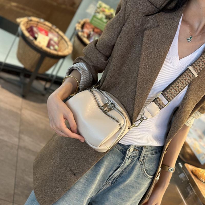 Leather Women's Bags, Small Bags, New High-end Textured Messenger Bags, Niche Versatile Mobile Phone Bags, Cowhide Shoulder Bags.