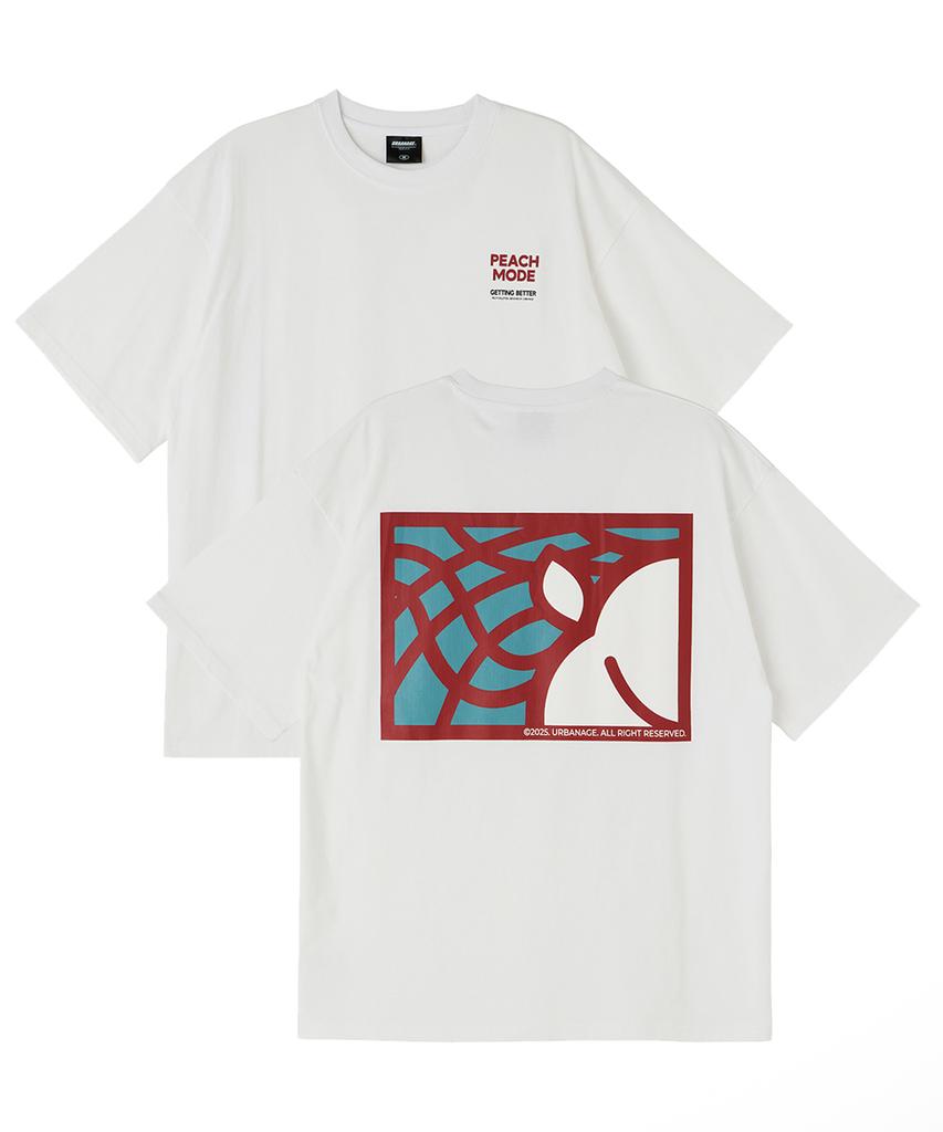 URBANAGE Peach Mode Oversized Short Sleeve White